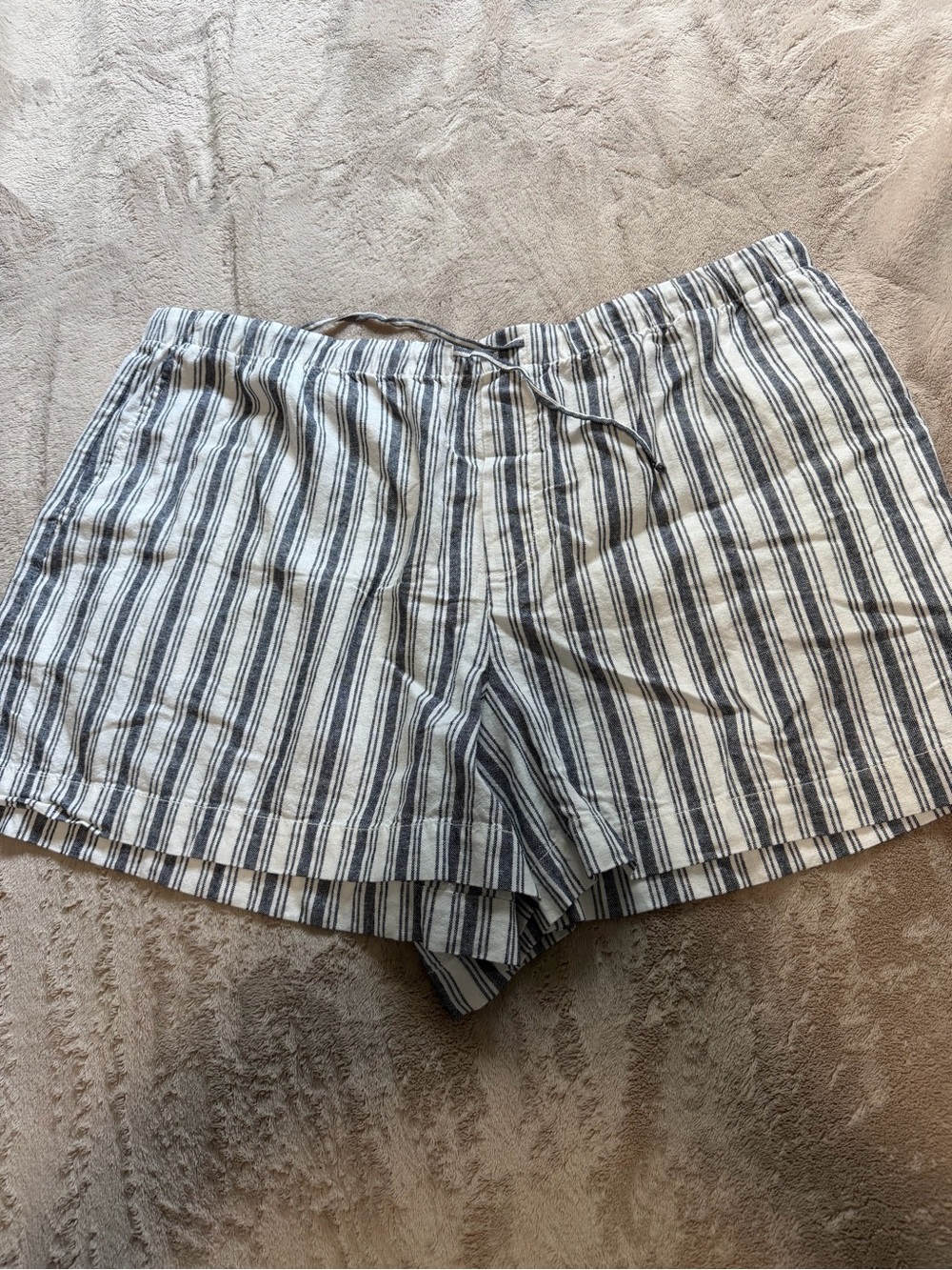 GAP White and Navy Striped Drawstring Shorts